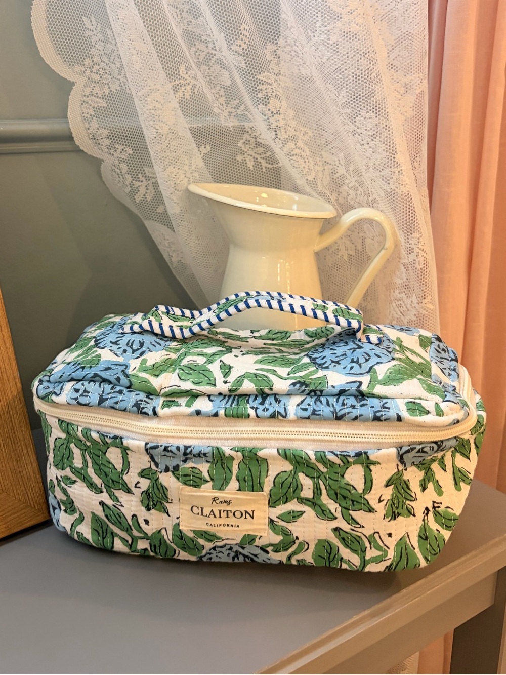 Organic cotton Floral Cosmetic Bag inspired by doen and sezane